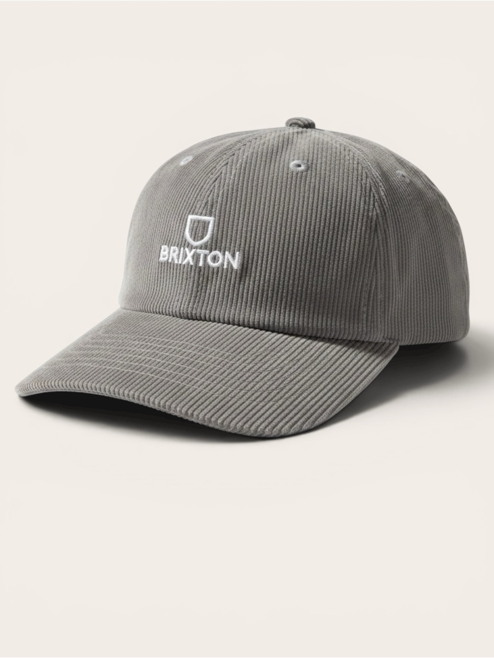 Brixton Corduroy Cap in Light Gray with White Logo NWOT